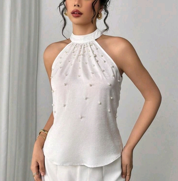 Women's Elegant Romantic Fashion Commuter Sexy Elegant Style Pearl Decor White - Picture 1 of 4